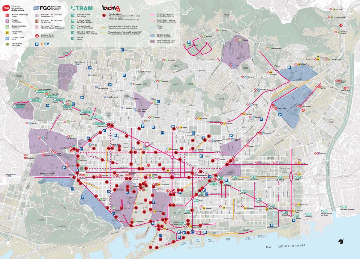 mapa rower Barcelona 
