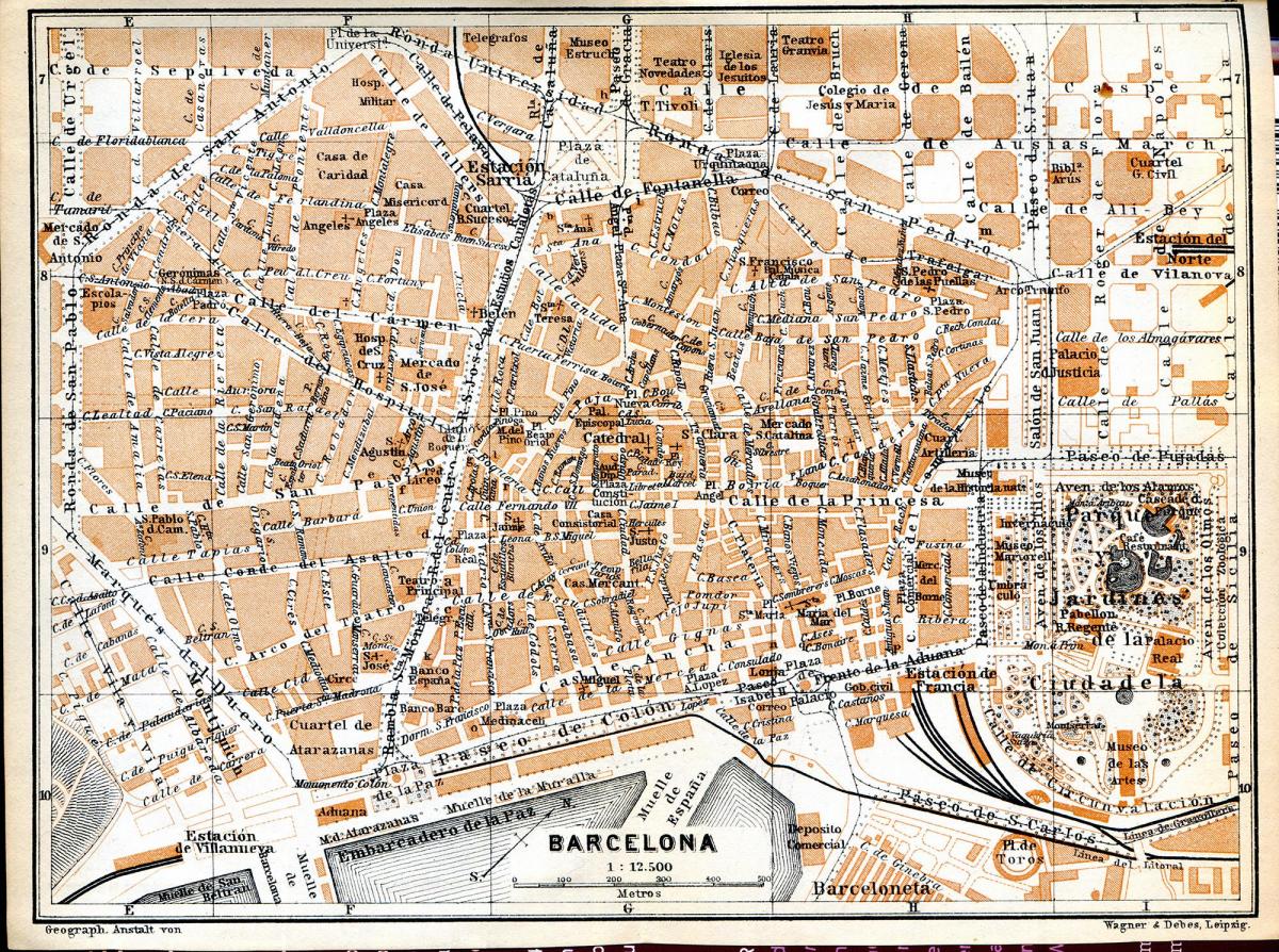 stara mapa Barcelony