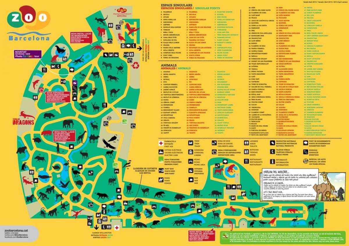 mapa zoo w Barcelonie 