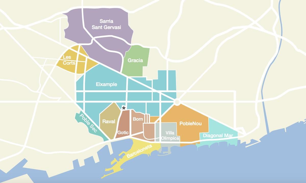 mapa okolic Barcelony, Hiszpania