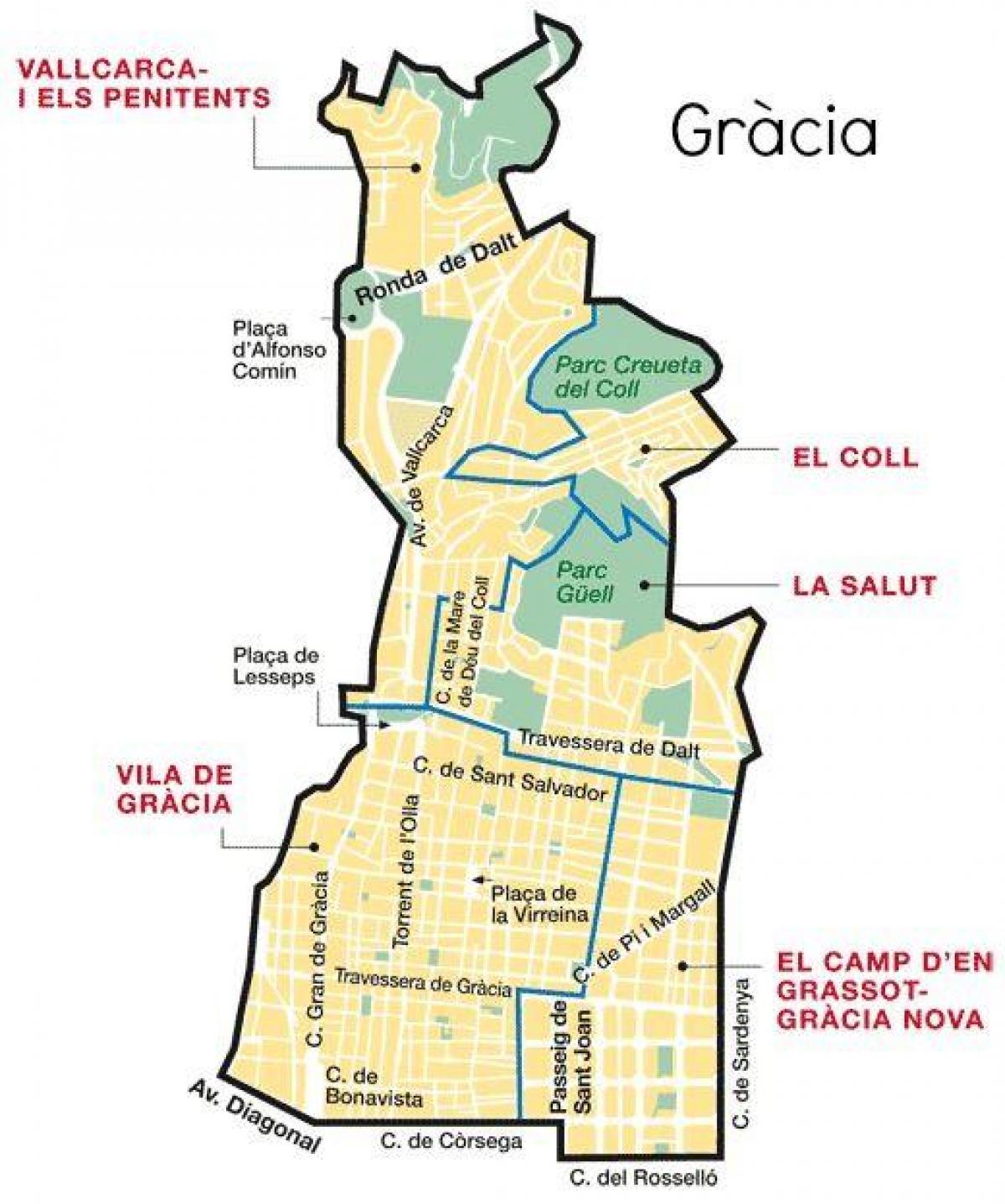 mapa Gracia w Barcelonie