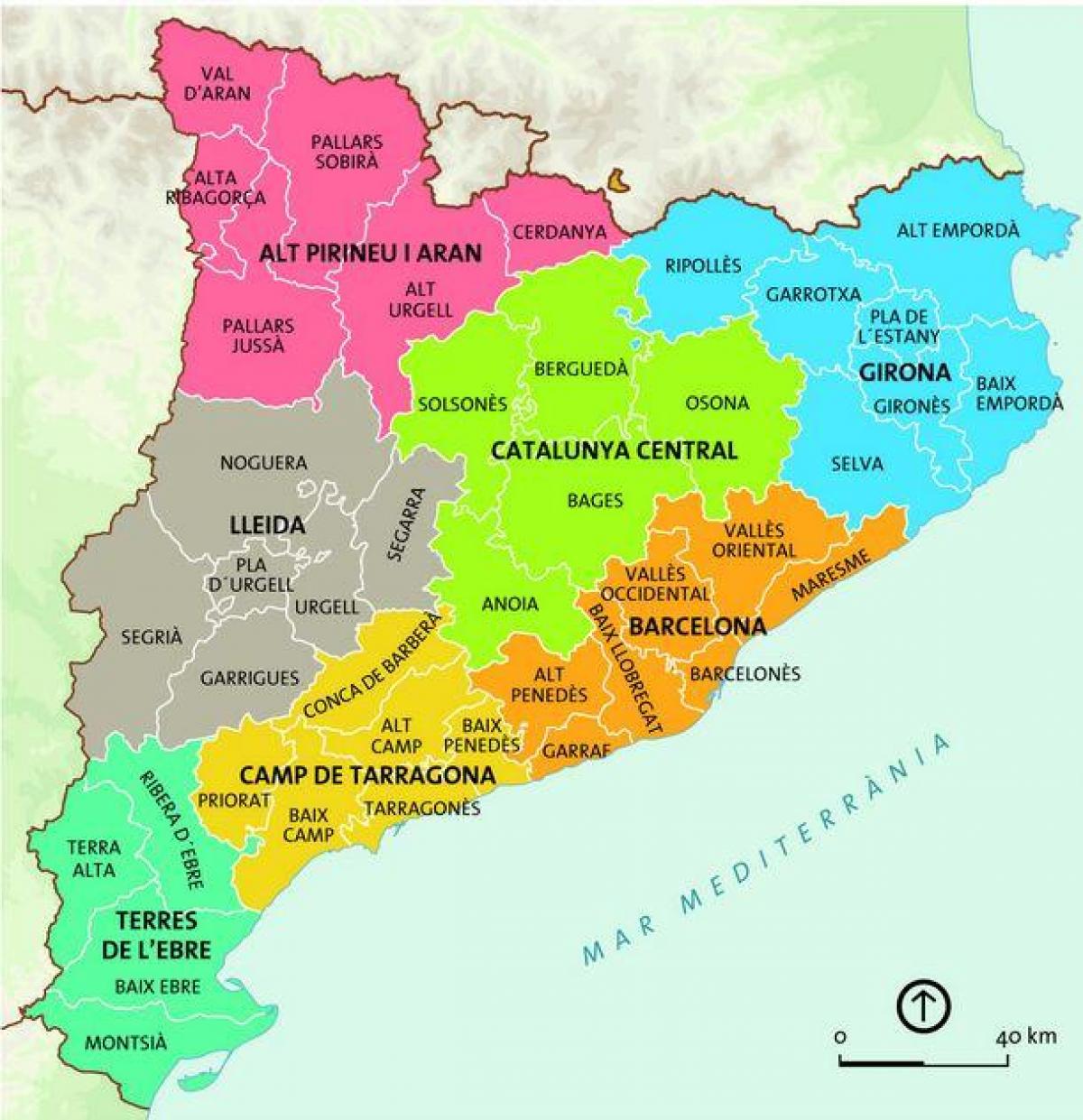 mapa Barcelony regionie