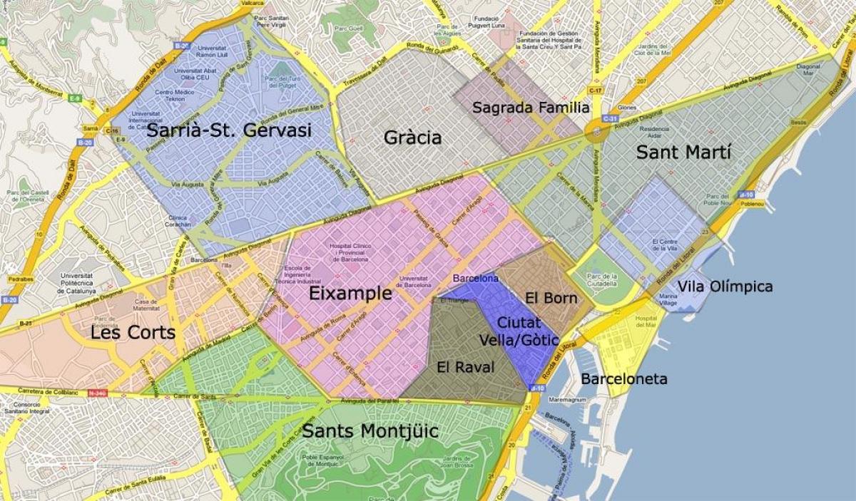 mapa okolic Barcelony