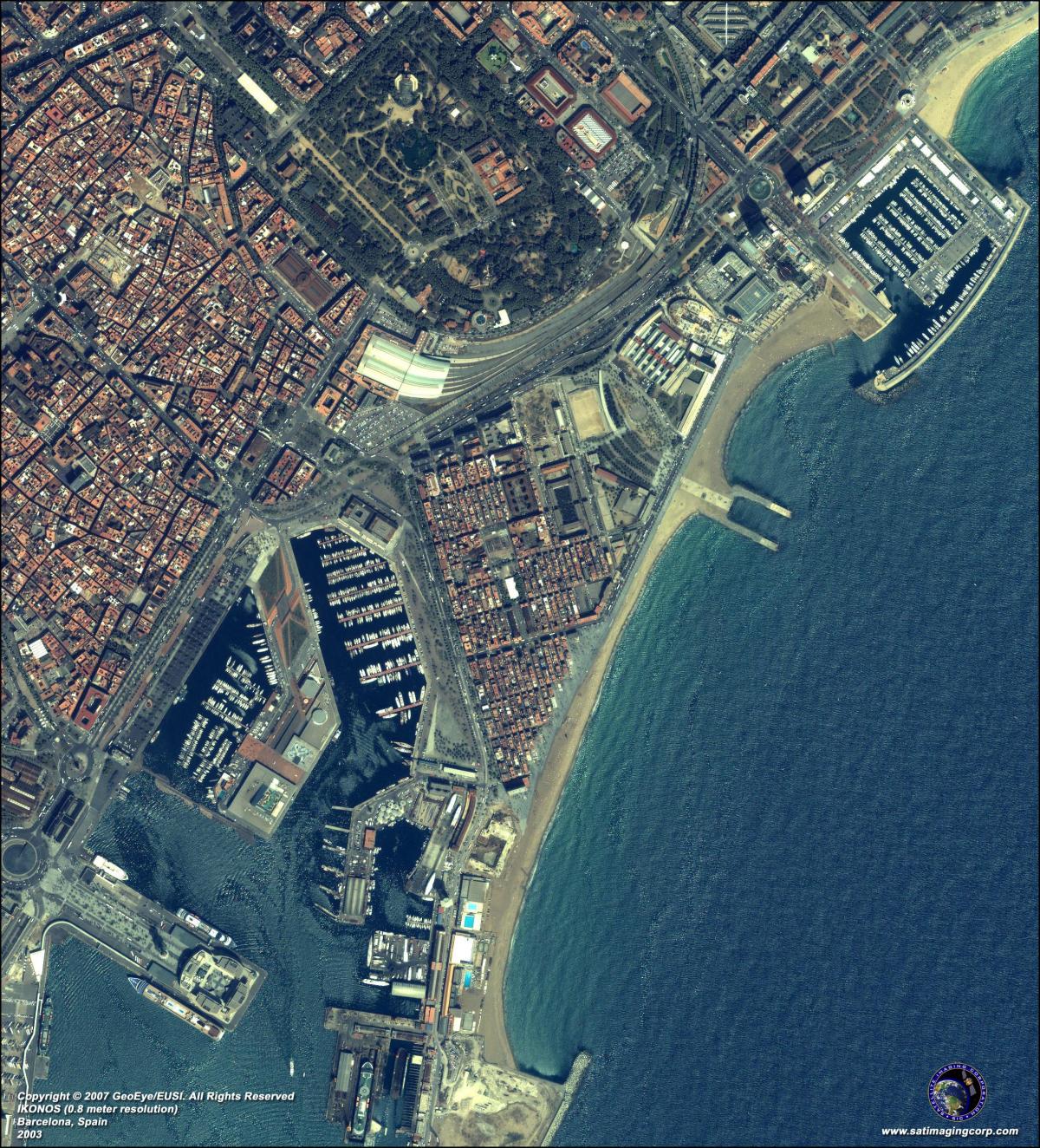 mapa satelitarna Barcelony 