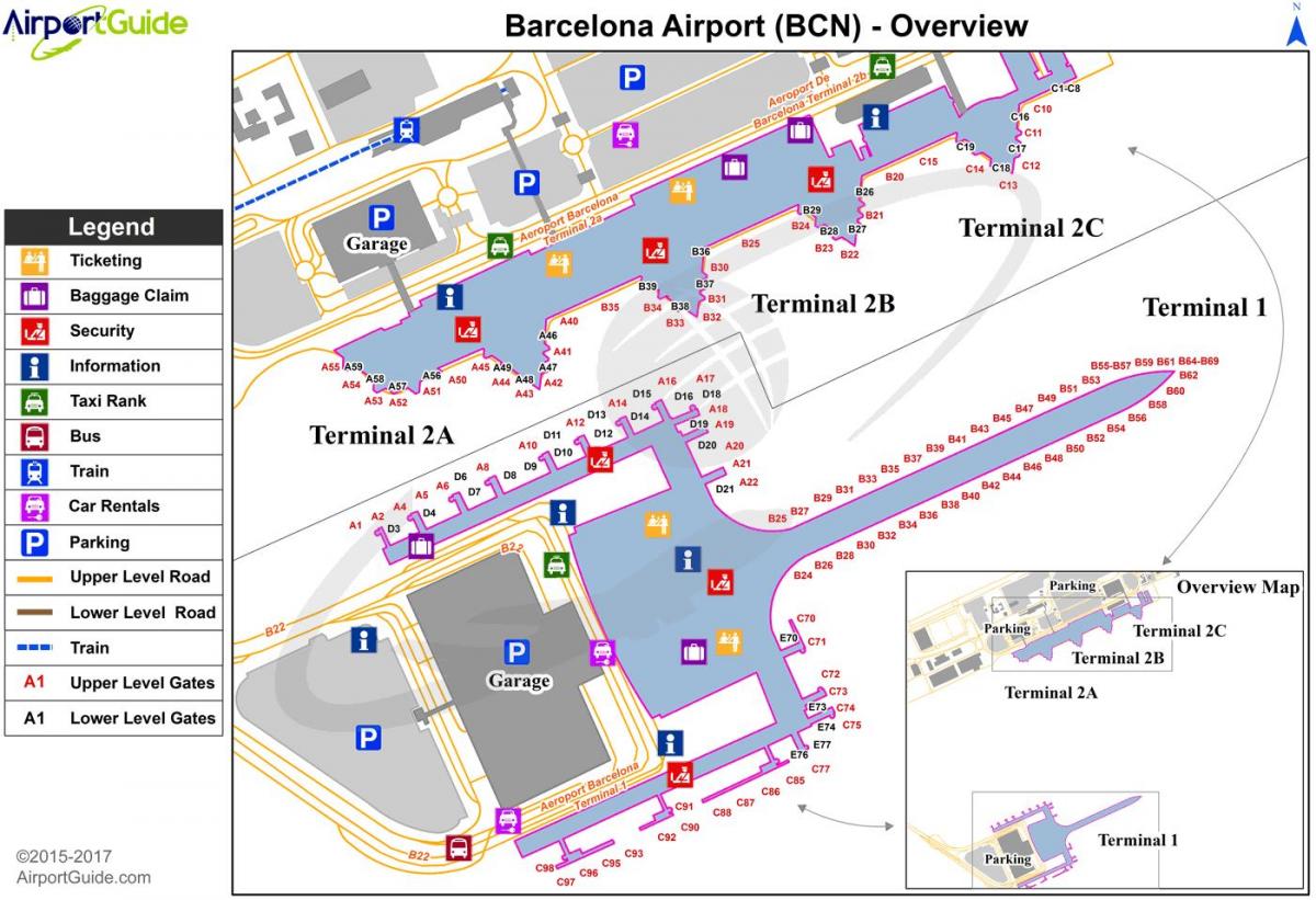 terminal lotniska Barcelona Mapa 1 i 2