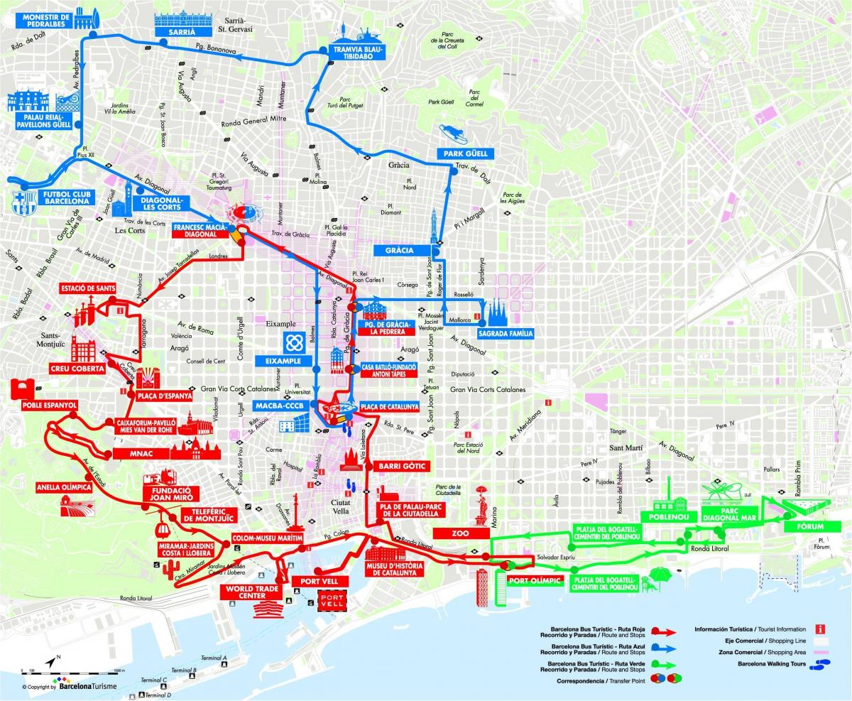 Barcelona city tour przystanek mapie
