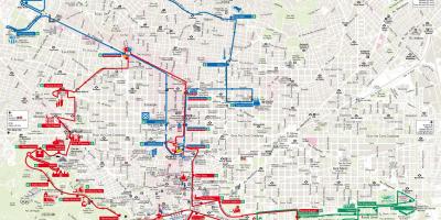 Barcelona autobus turystyczny czerwonej linii na mapie