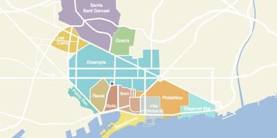 Mapa okolic Barcelony, Hiszpania 