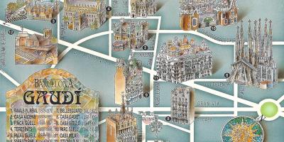Gaudiego mapie Barcelony