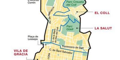 Mapa Gracia w Barcelonie