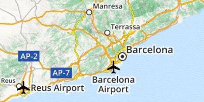 Lokalizacja lotniska na mapie Barcelony