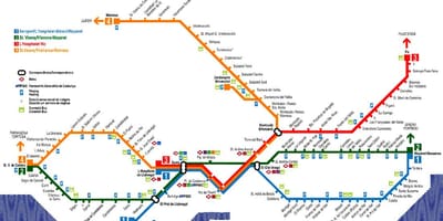 Pociąg Barcelona mapa od lotniska