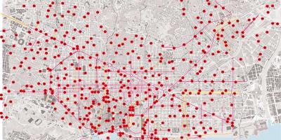 Systemie Bicing mapie Barcelony