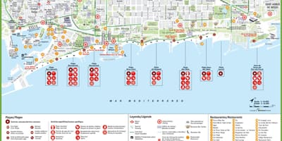 Mapa wybrzeża Barcelona 